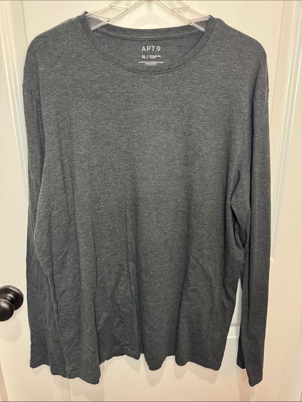 Apt. 9 Men's Long-Sleeve Crewneck Shirt - Heather Dark Gray